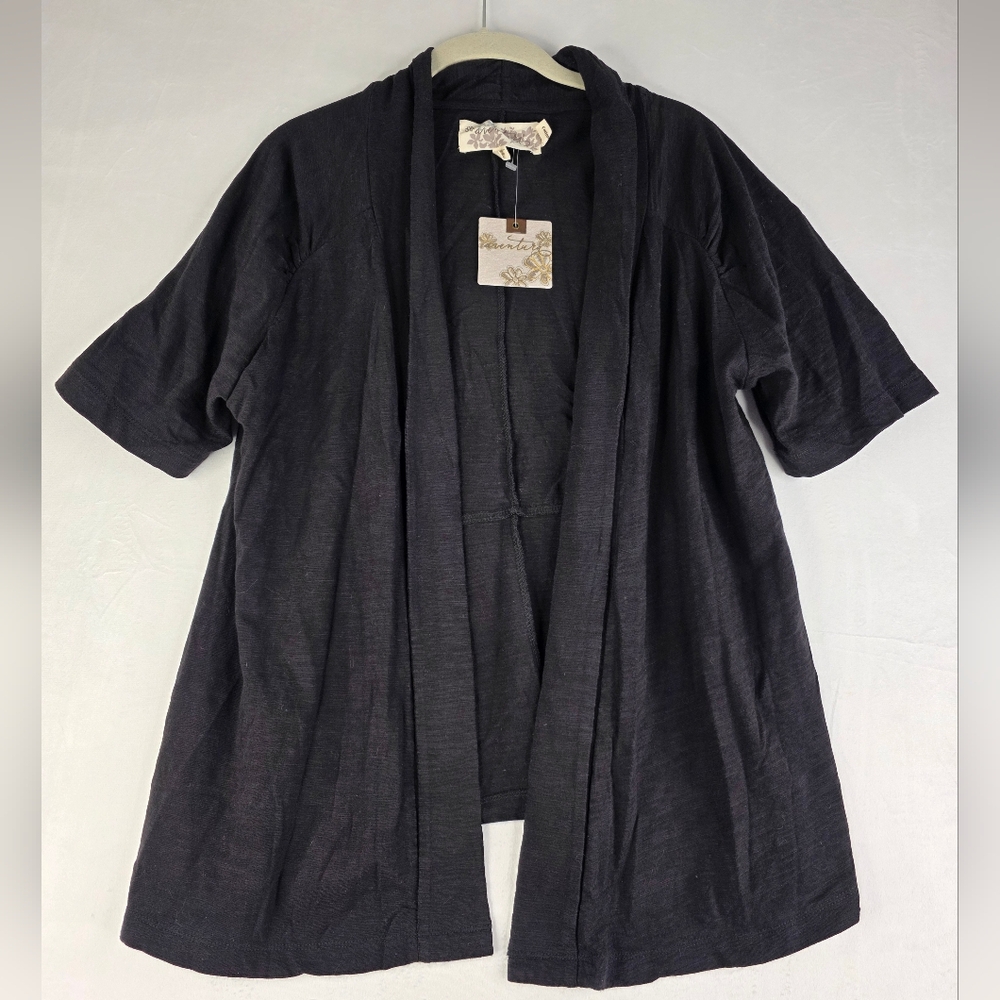 NWT Avertura XL Black 100% Cotton Open Front Hannah Thin Cardigan 2435-BV